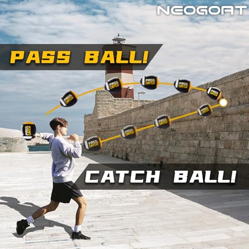 PassCatch Training Football, Fatherless Bounce Back Football Training Equipment Composite Leather Improving Enhance Solo Passing Catching Skills Youth Size(Ages 5-14,Deflated)