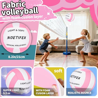 Soft Indoor Volleyball, Ultra Soft Fabric Lightweight Volleyball for Safe & Quiet Practice, Ideal for Kids Youth Beginners Indoor Home Yard Training Games (Deflated)