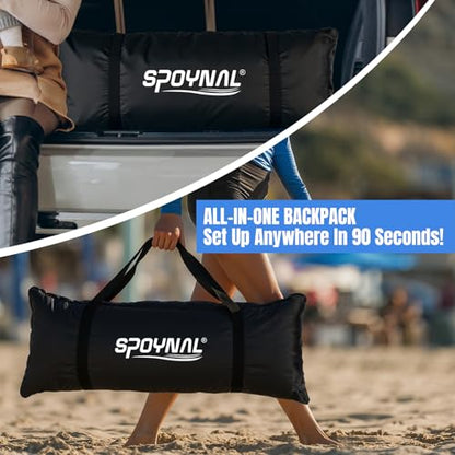 SPOYNAL Portable Volleyball Net for Backyard & Beach - 20FT/32FT Outdoor Volleyball Set with Adjustable Height (8ft/7.8ft/7.4ft), Boundary Line, Volleyball, Pump & Carry Bag