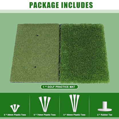 Premium Golf Hitting Mat, 10mm Foam Padding with Rubber Backing Golf Mat, Golf Practice Mat for Indoor and Outdoor Training - style: Large Dual-Turf Mat