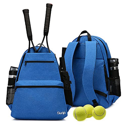 Tennis Bag Professional Tennis Backpack for Men and Women Racket Bags Holds 2 Rackets with Ventilated Shoe Compartment - color: Dark Blue