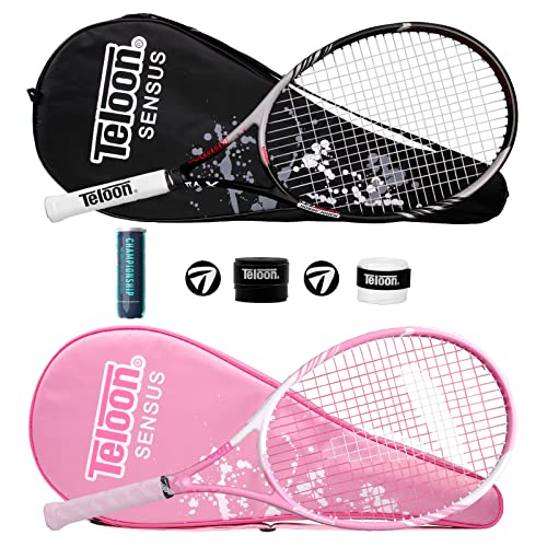 Teloon Tennis Rackets for Adults 2 pcs Recreational -27 inch Tennis Racquet for Men and Women College Students Beginner Tennis Racket.… - color: black-pink