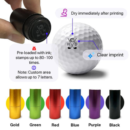 Custom Golf Ball Stamp Personalized Golf Stamps for Golf Balls with Ink Reusable Golf Gifts