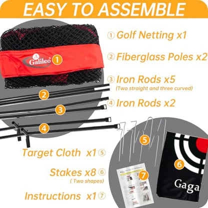 Gagalileo Golf Hitting Net with Target：Professional Heavy Duty Practice Net for Driver Swing Training Backyard Garage - size: 7x8ft