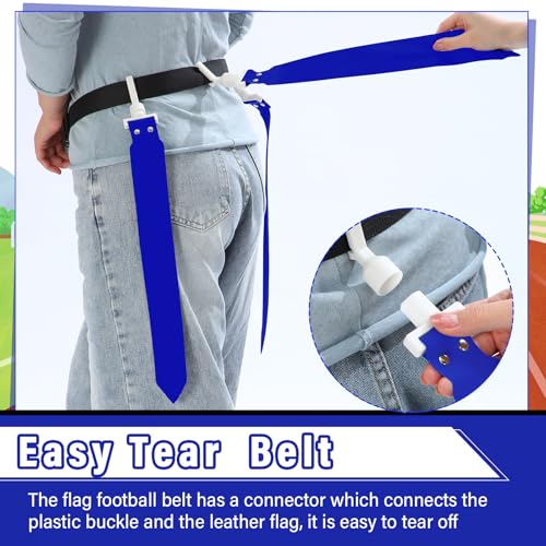 Junkin 6/8/10 Players Flag Football Sets Adjustable Football Belts and Flags for Youths Teens Kids Adults Players Sports Team - color: Dark Blue