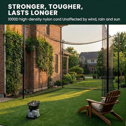 Sports Netting,Golf Practice Net Hitting Net with 33Feet Nylon Rope Also for Baseball, Hockey, Soccer, LAX and More - 10x10ft/10x15ft/10x20ft/10x25ft/10x30ft/10x40ft/10x50ft
