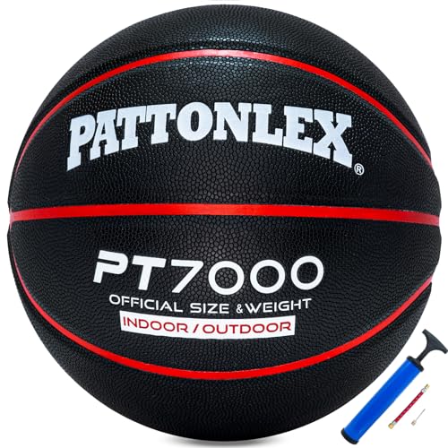 Basketball Ball – Official Size– Composite Leather Indoor/Outdoor Basketball for Men, Women & Girls, with Pump - color: Black, size: Size 7 / 29.5”
