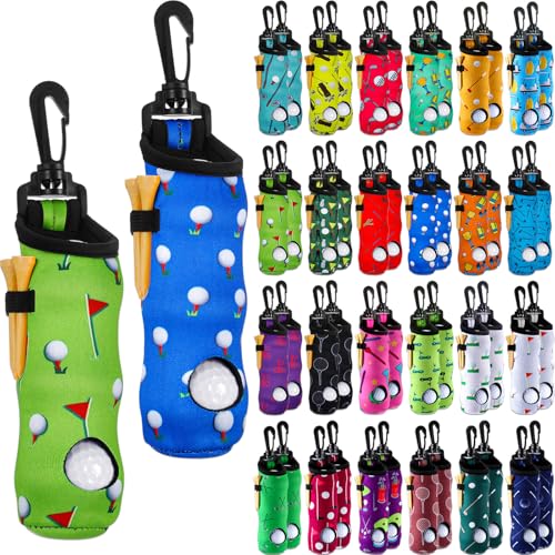 WILLBOND 48 Pcs Golf Ball Tee Holder Neoprene Golf Ball Pouch Golfs Balls Carry Bag Multicolor Portable Golfs Accessories for Men and Women, 24 Colors
