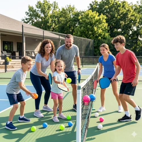Pickleball Balls,pickleballs,12 Pack Outdoor Pickleball Balls,Bright Multi Colors 40 Hole Durable Plastic picklebaal Game,Training & Tournament Play.