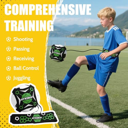 Soccer Trainer, Football Solo Practice Training Equipment Soccer Kick Juggling Trainer Improve Ball Control, Passing and Shooting Skills for Kids Adults Soccers Gear - color: Green