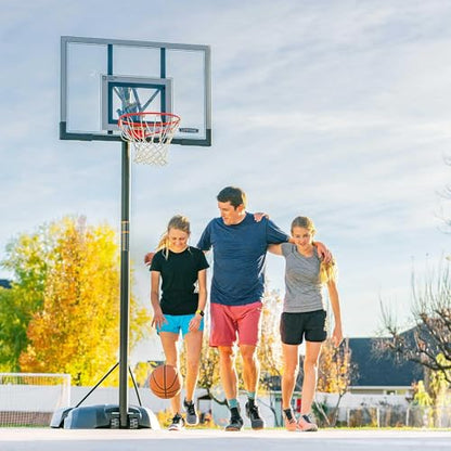 Lifetime Portable Basketball Hoop, 50 Inch Shatterproof Fusion Backboard, Adjustable Height 8-10 Ft, Broomstick Adjust, Base with Wheels, Slam-It Rim