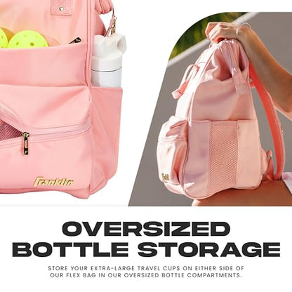 Franklin Sports Flex Pickleball Backpack - Pickleball Bags for Women - Store Pickleballs, Paddles + Court Equipment - Versatile Lifestyle Bag Design - Pink