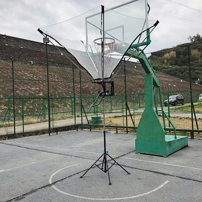 Basketball Hoop Metal Ball Return Attachment - 180° Rotating Rebounder Net for Youth & Adults, Home Gym Shot Trainer for Improved Shooting Efficiency & Practice
