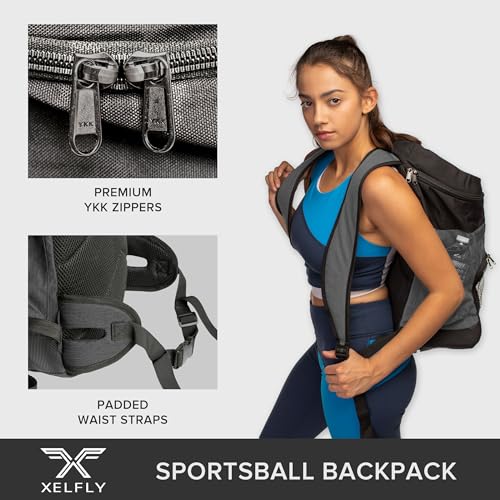 Xelfly Basketball Backpack with Ball Compartment - color: Black