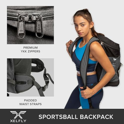 Xelfly Basketball Backpack with Ball Compartment - color: Black