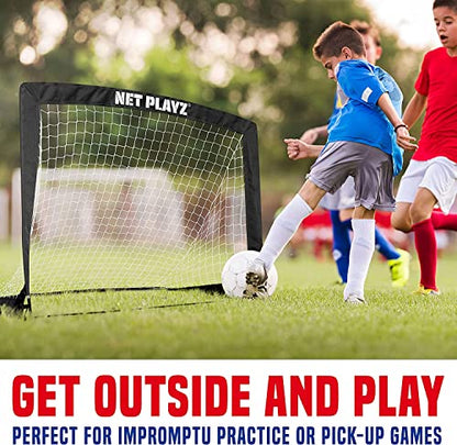 NET PLAYZ Soccer Goals Soccer Net, Pop-up Football Goals, Portable 4'x3'ft, Kids Youth & Teens Backyard Games, Practice & Training, Black (NOS363402024)