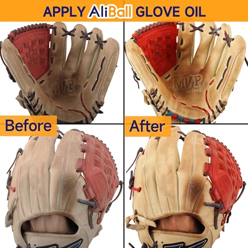AliBall Baseball Glove Break-in & Care Kit, 8.5 fl oz Glove Oil, 8.5 fl oz Cleaner & 3.52 oz Conditioner, Mallet, Wrap, 2 Brushes & Cloth for Baseball/Softball Mitts - style: Basic Value Kit