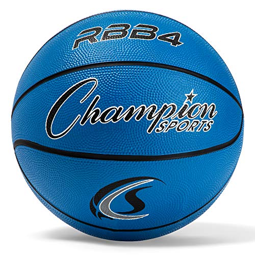 Champion Sports Rubber Basketballs – Durable Indoor & Outdoor Training & Recreational Game Balls, Multiple Sizes & Colors - color: Blue, style: Intermediate (Size 6 - 28.5")