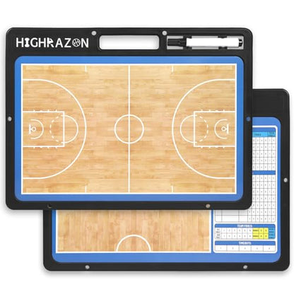 Dry Erase Basketball Clipboard for Coach, Premium Tactical Basketball Coaching Board, Double Sides Full & Half Court Dry Erase Board with Marker