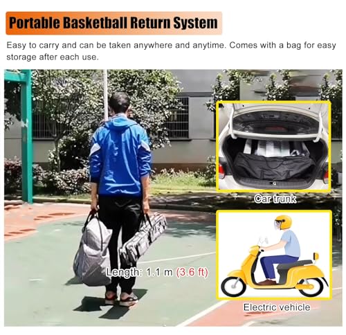 Basketball Rebounder Return Attachment System, 8-10 ft Adjustable Height Basketball Hoop Ball Returner, Shooting Return Net Training Equipment