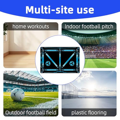 Premium Soccer Training Mat with Video Guide - Non-Slip Soccer Footstep Practice Pad for Indoor & Outdoor - Ultimate Ball Control Equipment to Improve Dribbling Skills - color: blue-black