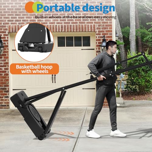 Garvee Basketball Hoop,4.9-10FT Height Adjustable Basketball Hoop Goal System,Mobile Stand with Wheels Weighted Base,Youth&Adults, Driveway Backyard Pool Play
