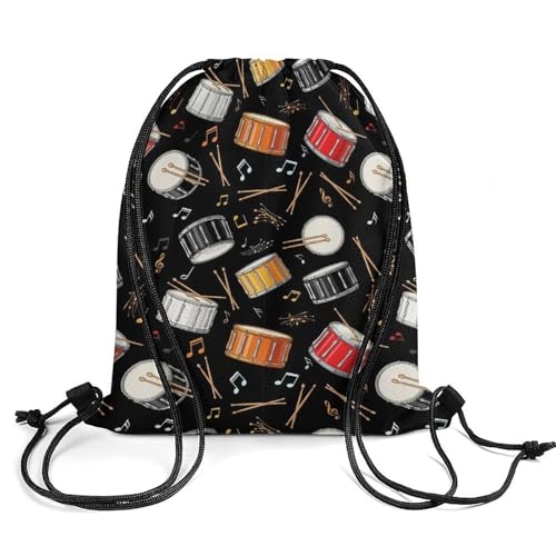 Water Resistant Drawstring Backpack Gym String Bag with Compartment for Yoga Swimming Beach Sports Unisex, Rock Drum Stand Bags - color: Picture (371)