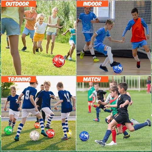 Ceenna 6 Pcs Soccer Ball Bulk with Pump Bag Machine Stitched Deflated Soccer for Outside Sports Training Game Practice - size: Size 4, style: Stylish