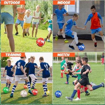 Ceenna 6 Pcs Soccer Ball Bulk with Pump Bag Machine Stitched Deflated Soccer for Outside Sports Training Game Practice - size: Size 5, style: Stylish