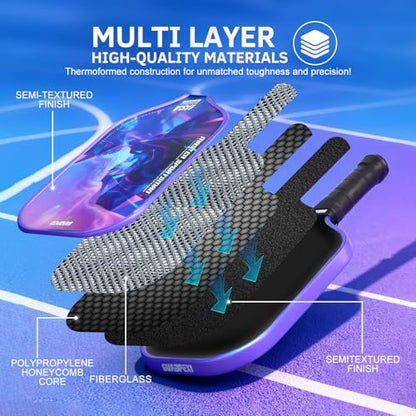 Pickleball Paddles Set 2 Pack USAPA Approved Fiberglass Pickleball Paddles with Honeycomb Core Includes 4 Pickle Balls Carry Bag & Gift Box