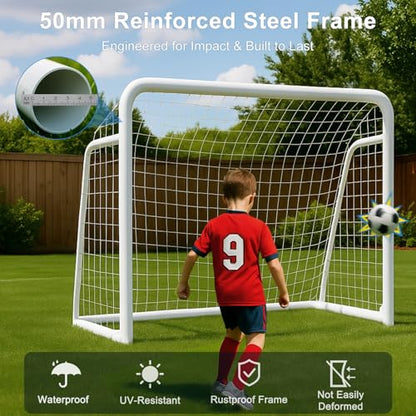 MOPHOTO Soccer Goal, 6X4/8x6/10x6.5/12x6/16x7/18.5x6.5/21x7/24x8ft Soccer Goals for Backyard, Full Size Soccer Goal for Teens & Adults Training - size: 8x6FT, style: Steel - Foldable
