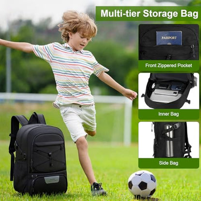 Youth Soccer Bag Unisex, Soccer Backpack with Ball Compartment, Waterproof Sport Equipment Bags for Volleyball Basketball Football, Sports Bags for Boys Girls