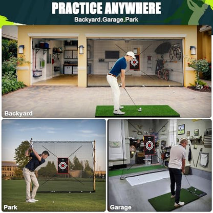 Heavy Duty Golf Practice Net, High-Impact Golf Hitting Net for Indoor/Outdoor Use - size: 10x40ft with target