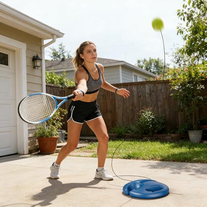 Solo Tennis Trainer Rebounder with Ball, Portable Tennis Training Equipment for Beginners, Multifunctional Tennis Solo Practice Kit with High-Elastic Rope for Backyard & Park