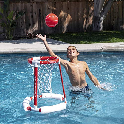 GoSports Splash Hoop 360 Floating Pool Basketball Game - Choose Red or Blue - Includes Hoop, 2 Balls and Pump - style: Splash Hoop 360