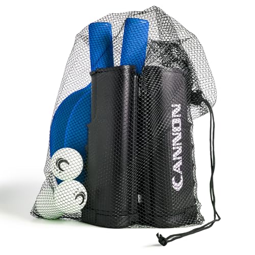 Cannon Sports Table Tennis Set – 2 Unbreakable Paddles, 6 3-Star Balls, Retractable Net & Carry Bag – Clamp-On Portable Ping Pong Net Fits Tables up to 2 Inch Thick, Extends to 6 Feet - color: Blue
