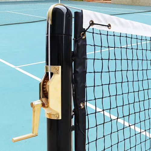 Seliyoo Pickleball Net System,Pickleball Net Set-22 FT Regulation Size with Heavy Duty Steel Post, Premium-Grade Brass Winder,Surface Mount,Tournament Net,Idea for Indoor Gym Or Outdoor Courts - style: Steel Waved Net Pole