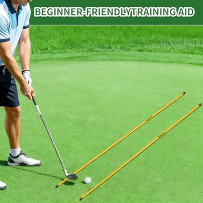 Pro-Level Golf Alignment Sticks 2 Pack with Connector & Travel Tube - 45" Premium Fiberglass Training Aid for Swing Path, Alignment, and Putting Drills