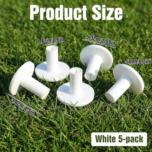 5 Pcs Rubber Golf Tees for Mats - Adjustable Height Golf Simulator Tees - Non-Slip Simulator Tee with Holder, Indoor Outdoor Practice Driving Range Compatible
