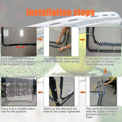 Tennis Rebounder Net, Tennis Net,9x7Ft Rebound Practice Wall for Tennis Racquet Sports Ball Pickleball,Tennis Backboard Net for Tennis Court Backyard Outdoor Training