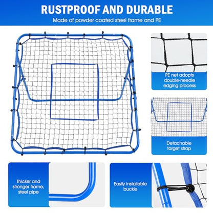 Volleyball Lacrosse Rebound Net Pro, WINTHAI Lacrosse Rebounder for Backyard, 7x4FT/6x4FT/4x4FT Bounce Back Net with Target Strike Zone, Easy Quick Setup, Volleyball Baseball Softball Soccer Training - size: 4FTx4FT
