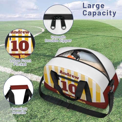 Basketball Soccer Gifts for Boys Girls - Custom Sports Duffle Bag, Personalized Name & Team Bag, Water-Resistant Gym Bag for Basketball, Soccer, Volleyball | Y-Yellow Dark Red - color: Y-Yellow Dark Red
