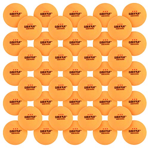 Click N' Play 3-Star Ping-Pong Balls, 50 pcs | Table Tennis Balls Bulk, Plain Orange-Colored Ping Pong Ball | Professional Pingpong, Advanced Training, Tournament, Recreational Play - size: 50 Count (Pack of 1)