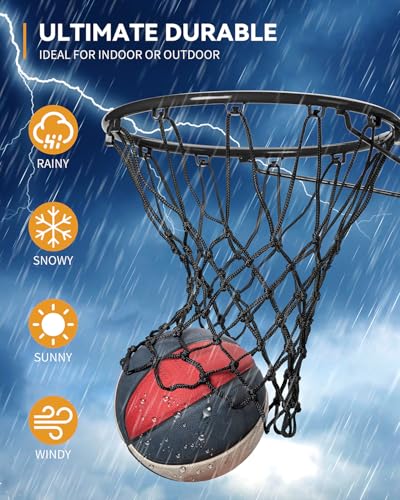 Professional Basketball Net Replacement Heavy Duty, Upgraded Durability [7.16oz], All Weather Anti Whip, Fits Standard Indoor Outdoor Rims - 12 Loops - style: Black