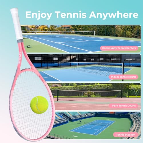 HIRALIY Tennis Rackets 2 Pack for Adults Beginners - 27 Inch Lightweight Aluminum Tennis Racquet Set with 3 Balls & Carry Bag - Vibration Dampening & Large Sweet Spot for Men Women Couples