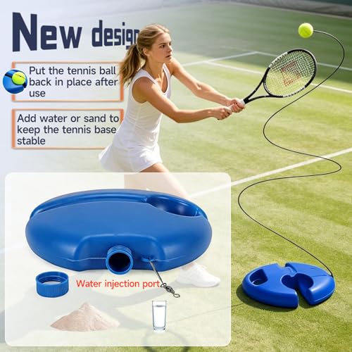 Tennis Practice rebounder, Solo Tennis Trainer Rebound Ball. Equip Your Home Backyard Court Today. Lead Daily Athletic Drills steadily utilizing This Useful Tennis Ball on String for Practice - color: Blue-Round