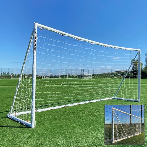QUICKPLAY Q-Fold Soccer Goal | 30-Second Folding Design for Easy Setup | Portable & Weatherproof uPVC Soccer Goal for Backyard | Durable Post for Adults & Kids - style: 16 x 7'