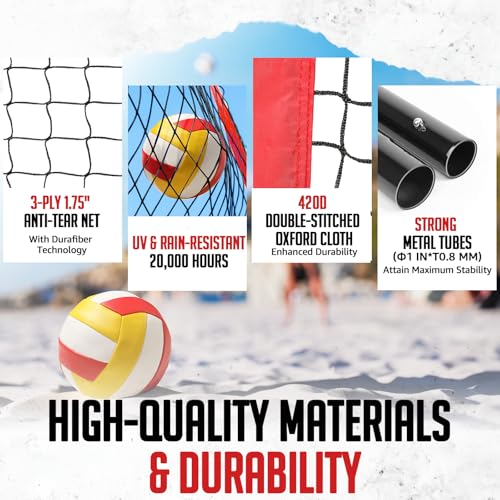 ZEALFEEL Volleyball Net, 12ft/20ft Volleyball Training Net for Backyard Height Adjustable, Portable Freestanding Practice Net for Hitting & Serving Drills, Pop up Net with Carry Bag for Indoor Outdoor - size: 12 FT Volleyball Net Set