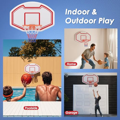 Goplus Large Wall Mounted Basketball Hoop, 36" x 24" Shatter-Proof Backboard with 18" Standard Rim, Anti-Tear Net, Indoor Outdoor Basketball Games for Background