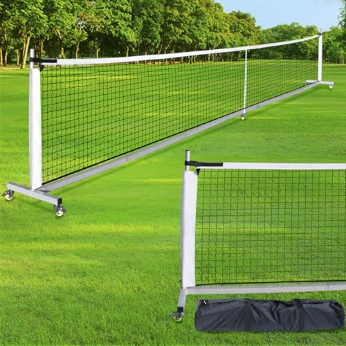 Pro Pickleball Net Portable with Wheels – 22ft Heavy Duty Pickleball Net System with Sturdy Aluminum Frame for Outdoor & Indoor – Nylon Net & Carrying Bag for Pickleball, Tennis, Badminton - style: Movable-Portable